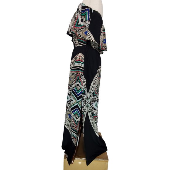 Massimo Womens Dress sz S Strapless black multicolor maxi length - Picture 3 of 8